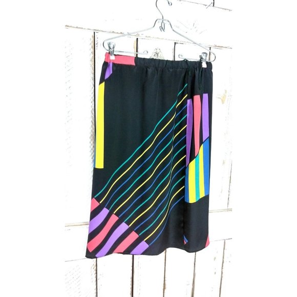 Vintage black rainbow striped disco skirt - 6 - Picture 2 of 4